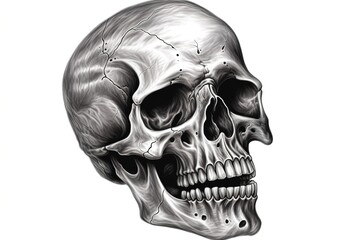 skull drawing isolated on white background. Generated by AI.