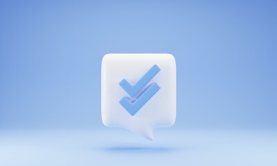 3d rendering chat bubble with checklist icon isolated on blue background