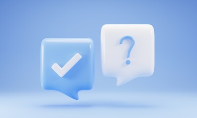 3d rendering chat bubble icon isolated on blue background. 3d render illustration