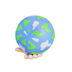 3d illustration hand holding globe globe