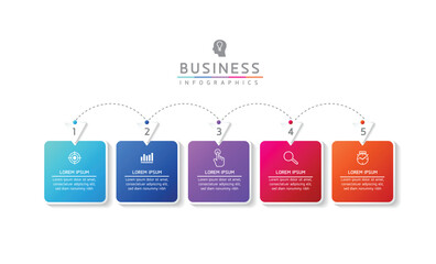 Vector infographic business presentation template connected with 5 options