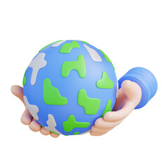 3d illustration hand holding globe