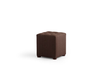 Pouf chair  isolated on white background .brown fabric