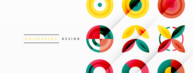 Colorful circles in a grid composition abstract background. Design for wallpaper, banner, background, landing page, wall art, invitation, prints, posters