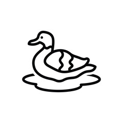 Black line icon for duck 