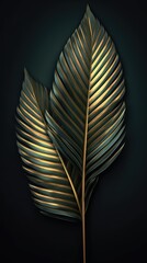 palm leaves on a black background created using generative ai tools