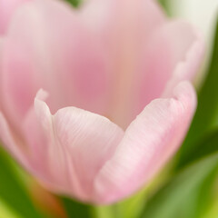 Smooth pink petals on a beautiful tulip flower in bloom