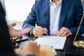 Lawyer singing in documents, filling court records, job responsibilities in office.