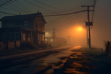 Fototapeta na wymiar Verlassene Häuser und dichter Nebel verleihen Landschaften einen besonders mystischen Reiz
