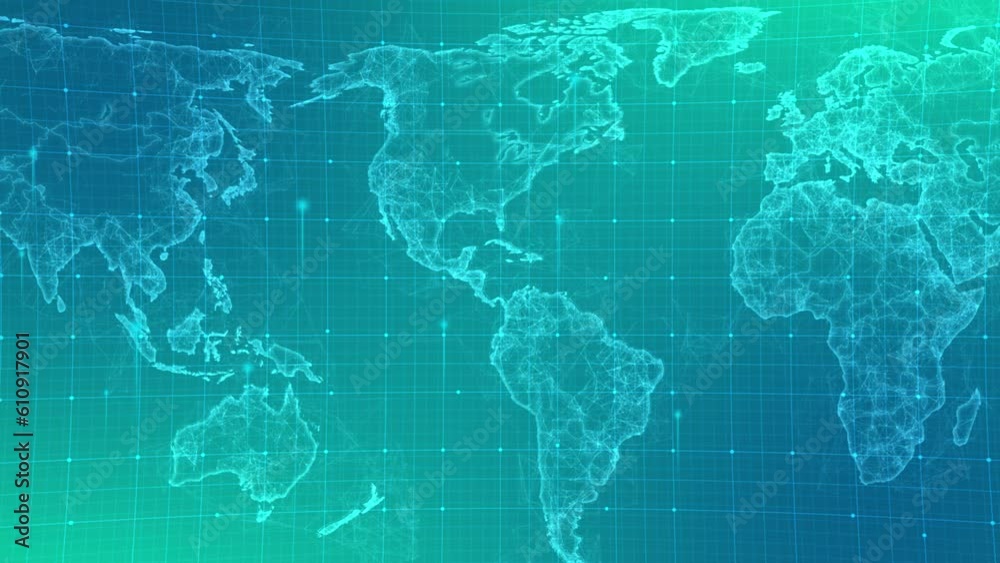 Wall mural technology big data digital blue glowing on world map background.global networking technology backgr