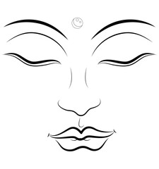 Buddha face on a white background, Illustration