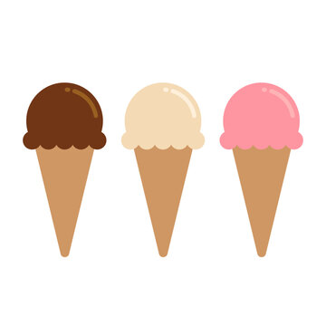 ice cream cones set flat vector illustration logo icon clipart	