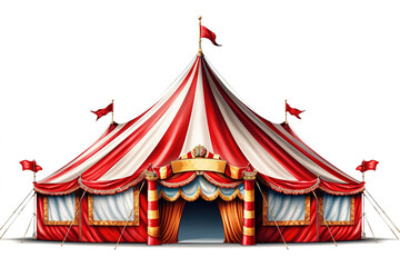 circus tent isolated on white background. Generated by AI. - obrazy, fototapety, plakaty