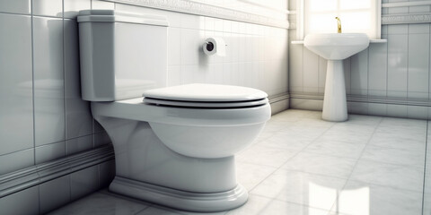 Naklejka na ściany i meble Ruhiger Ort WC Toilette Schüssel für intime Privatsphäre, ai generativ