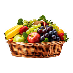 Basket of vegetables on a white background. Vegetarian illustration.