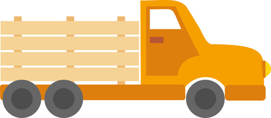 Vector illustration of orange truck with trailer in cartoon style