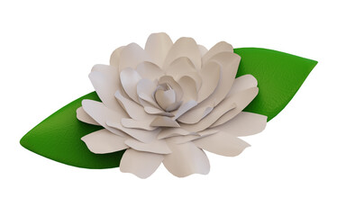White flower and leaves or jusmine flower -3d rendering illustration anc 3d element : NO AI