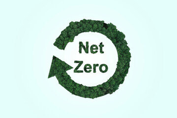 Net zero and renewable Icon with tree or forest shape, isolated on white background. Sustainable development concept, energy, ecological on green energy, ESG, environmental, social and governance.