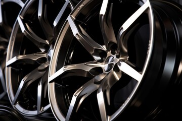 close-up view of a shiny high-tech car rim, ai tools generated image