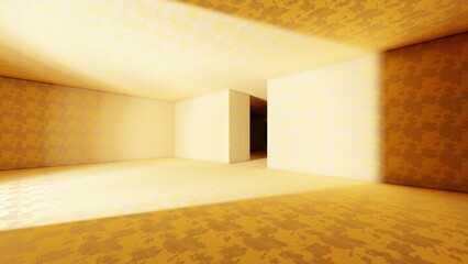 alone in the dark of empty backroom liminal space 3d render