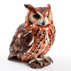 Naklejka premium Eastern Screech Owl bird isolated on white background. Generative AI