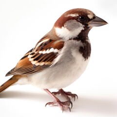 House Sparrow bird isolated on white background. Generative AI
