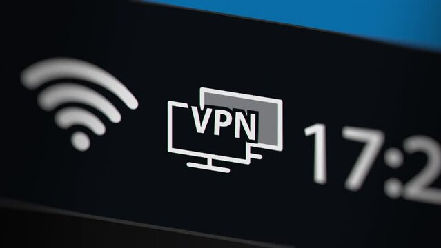 Animation of Animation of VPN (Virtual Private Network)  Status on the Taskbar,  Fictitious Data Created Exclusively for This Concept 