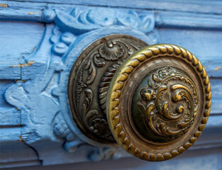 Poignée de porte ancienne à Treffort, Ain, France