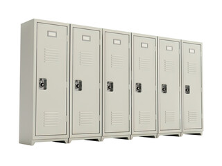 Metal locker storage cabinets for school, fitness club or gym isolated on transparent background. 3D illustration