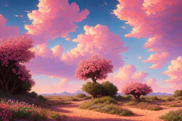 Obraz na płótnie Canvas El Jardín del Desierto: Donde la Belleza Florece en la Barrenidad mientras el Sol se Pone - Generative AI 4