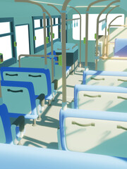朝のバス車内　3D