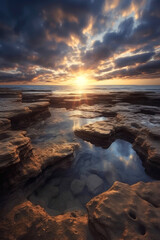 Beautiful ocean landscape. Generative AI