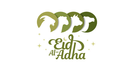 Simple Eid Al Adha Banner With Sacrifice Animal Silhouette Illustration