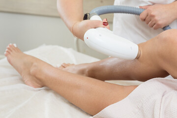 Laser epilation and cosmetology.  Hair removal cosmetology procedure. 
