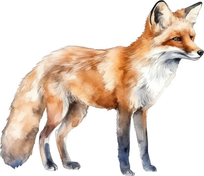 Fox Watercolor Illustration. Generative AI
