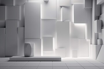The abstract white architecture background. Generative AI.