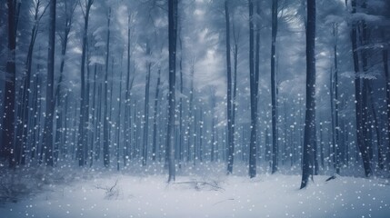 Snow covered trees in winter. Generative AI.