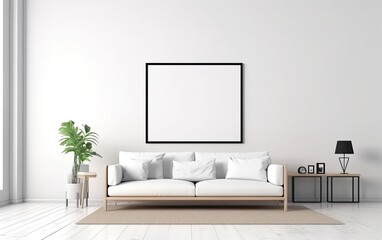 3d render of a room with a white sofa. Generative AI.