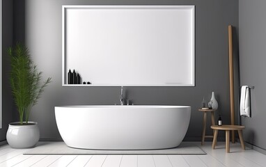 Obraz na płótnie Canvas Modern bathroom interior with bathtub. Generative AI.
