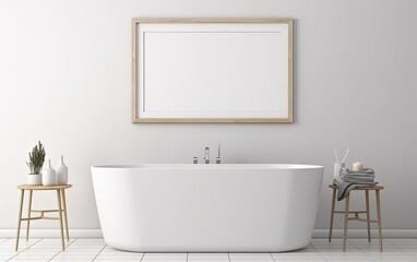 Obraz na płótnie Canvas Modern bathroom interior with bathtub. Generative AI.