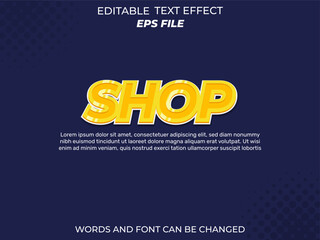 shop text effect, font editable, typography, 3d text. vector template