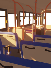 夕方のバス車内　3D
