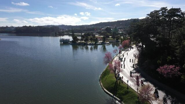Aerial view of dalat city center, Lam Dong, Vietnam