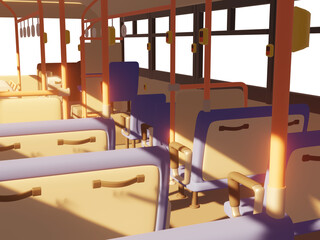 夕方のバス車内　3D