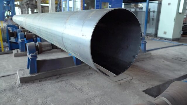 Tube manufacturing plant. Metal plant. Machine tools. Production. Heavy industry.