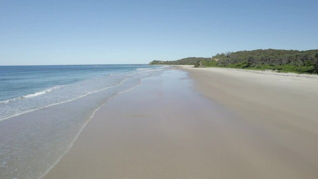 White Sand Beach In Wenonah Head Near Urunga, NSW, Australia - drone shot