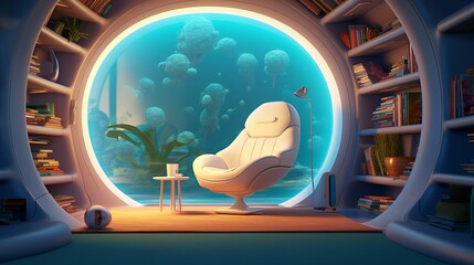 Futuristic Wonders, virtual midjourney through a futuristic child's room, immersed in a mesmerizing blend of minimalism and 3D realism
