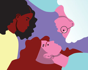 Group of modern diverse women as a symbol of equality, vector stock illustration