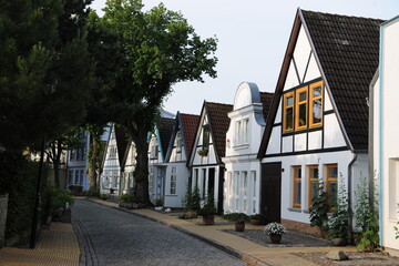 Typical housesat the Baltic Sea in Warnemünde, North Germany 