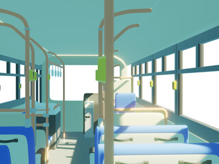 朝のバス車内　3D